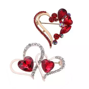 Красные броши в форме сердца со стразами для женщин и мужчин, классические, на День святого Валентина, для вечеринок, повседневные, броши, зажимы для одежды, подарки