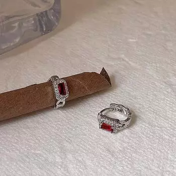 Красные циркониевые серьги-пряжки женские легкие роскошные темпераментные модные геометрические серьги