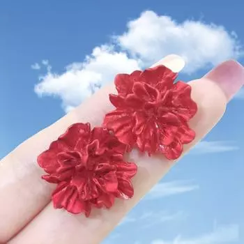 Красные цветочные женские серьги-гвоздики с цветочным узором, уникальный дизайн, корейская мода, маленькие серьги, аксессуары для ушей в стиле бохо, brincos