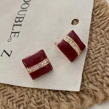 Красные геометрические квадратные серьги-гвоздики, элитные серьги Niche, изысканные красные серьги для свадебного костюма Ankara