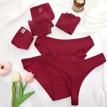 Красные хлопковые трусики FINETOO для женщин, рождественские трусы, новогоднее нижнее белье, удобные трусы, мягкое нижнее белье, размер S-XL S