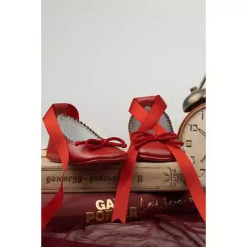 Красные кожаные балетки для малышей Lady Pearlescent