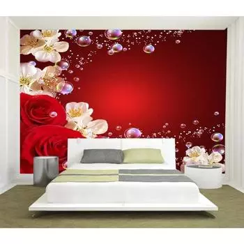 Красные красивые мечтательные розы обои ТВ фон настенная роспись гостиная спальня домашний декор 3d обои 200 cm(W) x 140 cm(H)