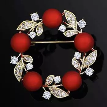 Красные круглые броши-гирлянды Женская одежда Пальто Ювелирные изделия Аксессуары для вечеринок Подарки