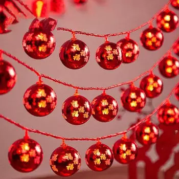 Красные лампочки с изображением персонажа Фу, китайские годовые лампы для вечеринки на открытом воздухе