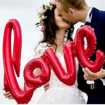 Красные лигатуры Письмо любви Фольгированный шар Свадьба День святого Валентина Юбилей Вечеринка Украшение Жена Любимый Романтический реквизит Подарок-сюрприз