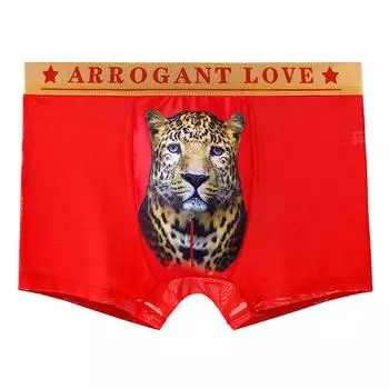 Красные лунные новогодние дышащие мужские трусы-боксеры из ледяного шелка, сексуальные мужские трусы-боксеры со средней талией и кружевным принтом, четырехугольные с короткими головами L