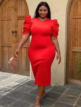 Красные плиссированные платья для элегантных женщин с V-образным вырезом и оборками на рукавах с высокой талией, облегающее сексуальное платье миди для вечерней вечеринки, рождественские наряды S красный