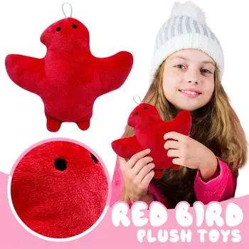 Красные птицы, наполненные плюшевыми куклами вокруг комикса, креативная декоративная игрушка красный