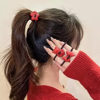 Красные резинки для волос, резинки для волос для женщин, резинки для волос, модные аксессуары для волос, держатели для хвостиков, головные уборы, подарки