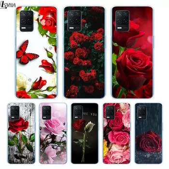 Красные розы для Realme 8 8i V3 V5 GT Neo Flash Edition Explorer Master Neo2 Narzo 30 50i 50A C21Y, чехол для телефона Realme V3
