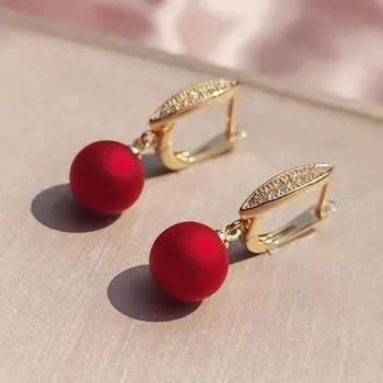 Красные серьги-капли с искусственным жемчугом для женщин, новинка 2024 года, модные серьги, модные вечерние украшения, свадебные аксессуары красный