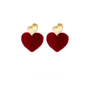 Красные серьги с сердцем любви, женские винтажные серьги с персиковым сердцем, катушка от комаров, зажим для ушей без отверстий для ушей