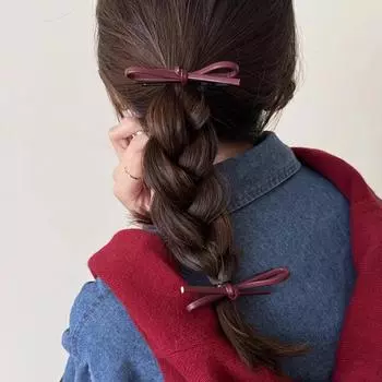Красные шпильки для волос Заколки для волос Синтетическая кожа Бантик Милые заколки для волос для девочек Заколки для волос Головные уборы Заколки для волос Модные аксессуары для волос