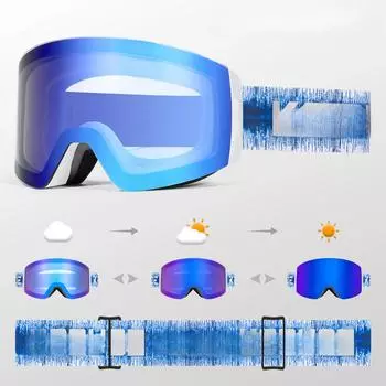 Красные синие фотохромные горнолыжные очки для мужчин и женщин, спортивные горнолыжные очки, противотуманные магнитные горнолыжные очки с защитой от ультрафиолета UV400, зимние очки