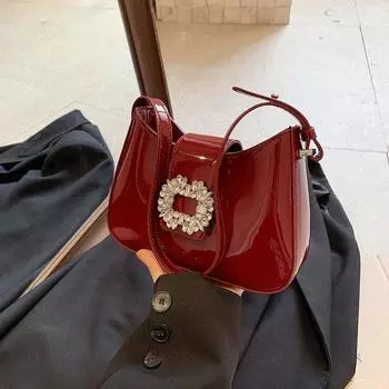 Красные сумки через плечо для женщин, элегантные сумки, шикарный кошелек из искусственной кожи, роскошный дизайн, свадебная сумка-клатч с верхней ручкой и кросс-боди 21.5x6x15cm вино красного