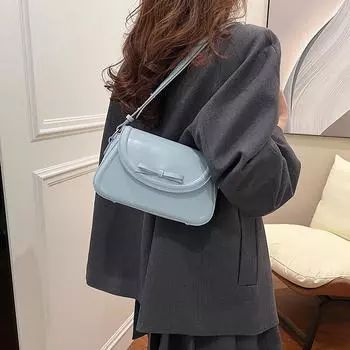 Красные сумки через плечо с бантом для женщин, новая простая универсальная сумка на одно плечо, французские фактурные кожаные сумки, тренд