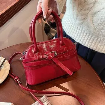 Красные текстурированные сумки для женщин, новая кожаная сумка на молнии на одно плечо, повседневная универсальная дорожная сумка через плечо