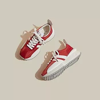 Красные туфли Forrest Gump с небольшой талией, женские весенние новые повседневные спортивные туфли на толстой подошве для папы 35 бежевый