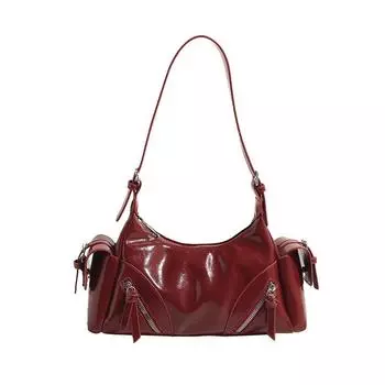 Красные винные женские сумки осенний новый тренд плутониевая кожа универсальная сумка через плечо женская повседневная дорожная сумка на молнии через плечо