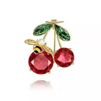 Красные вишня броши для женщин классические эмалевые фрукты свадьбы повседневные булавки