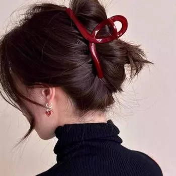 Красные заколки-коготь для женщин во французском стиле, большие геометрические заколки в виде акулы, аксессуары для волос, головные уборы, шпильки