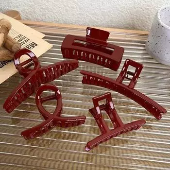 Красные заколки-краб для волос для женщин и девочек, большие геометрические акриловые заколки-крабы, элегантные заколки-клипсы, женские модные аксессуары для волос 5.8*8cm
