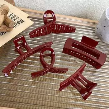 Красные заколки-краб для волос для женщин и девочек, большие геометрические акриловые заколки-крабы, элегантные заколки-клипсы, женские модные аксессуары для волос 5.8*8cm