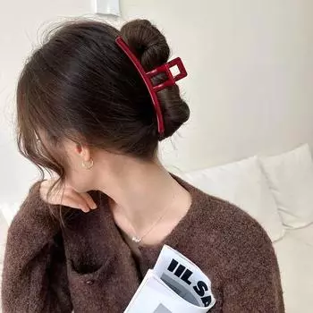 Красные заколки-краб для волос для женщин и девочек, большие геометрические акриловые заколки-крабы, элегантные заколки-клипсы, женские модные аксессуары для волос 5.8*8cm