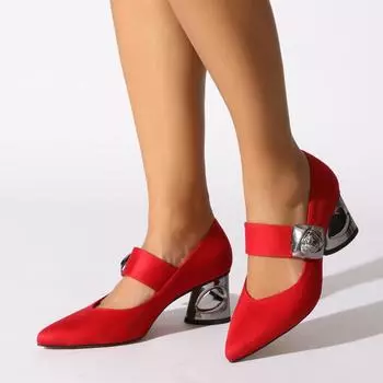 Красные женские классические туфли на каблуке
