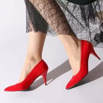Красные женские классические туфли на каблуке