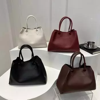 Красные женские сумки большого размера в стиле ретро, однотонная сумка-шоппер через плечо, роскошные дизайнерские сумки 33x15x23.5cm красный