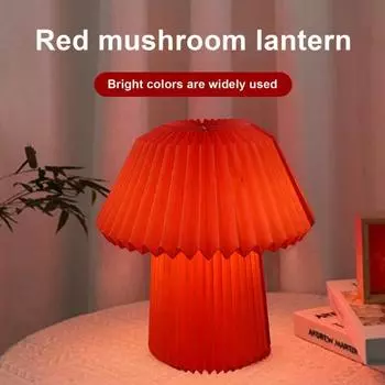 Красный абажур в виде гриба, складная конструкция, термостойкий, ручной работы, декоративный абажур, подвесное украшение красный