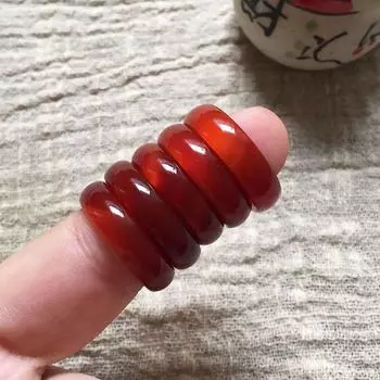 Красный агат Год животного Элегантное нефритовое парное кольцо Red agate ring 17/inner diameter 18mm
