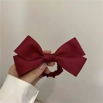 Красный атласный бант для волос и ободок для хвоста
