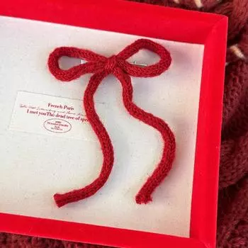 Красный бант Шерстяная вязка Заколки для волос Ободок для женщины Девочек Сладкая заколка Детские милые заколки Мода Новый год Аксессуары для волос