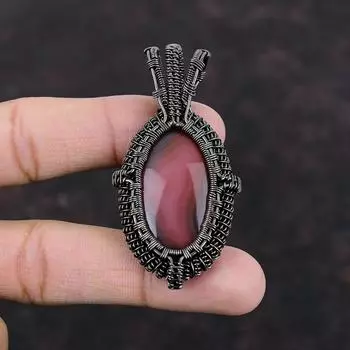 Красный Ботсванский Агат Кулон Медная Проволока Обернутый Кулон Ювелирные Изделия Ручной Работы Подвеска Из Драгоценного Камня Для Подарка Медная Проволока Обертка Ювелирные Изделия Дизайнер Подвеска