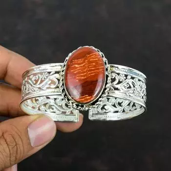 Красный браслет из змеиной кожи, яшма, 925 пробы, регулируемый браслет-манжета, драгоценные камни, ювелирные изделия ручной работы, новейший дизайн, браслет, подарки для мамы