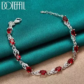 Красный браслет с подвеской из стерлингового серебра 925 пробы 20cm