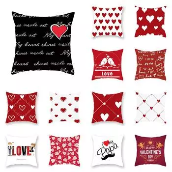 Красный чехол с принтом любви из полиэстера, квадратный чехол для подушки для дома, гостиной, украшения дивана, наволочка 40X40CM