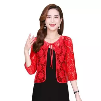 Красный, черный, белый цвет, длинный рукав, свадебная куртка, шали, кружевная свадебная куртка, женское болеро, вечернее платье, накидка, болеро XL(40-50)kg