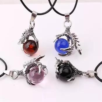 Красный, черный камень, бусины, коготь дракона, ожерелье, кулон, винтажный шар, женский и мужской готический ювелирный подарок, подарок друзьям синий