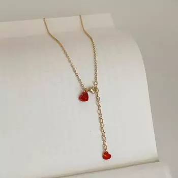 Красный циркон Любовь бахрома ожерелье женский нишевый дизайн чувство света роскошь элегантная мода универсальная цепочка на шею свитер цепочка