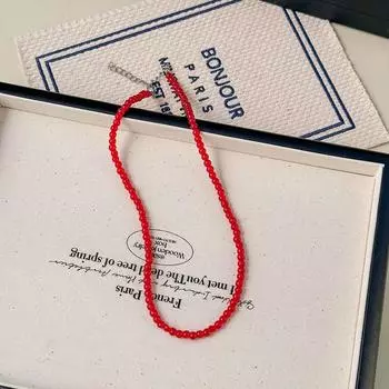 Красный цвет Агат натуральный камень бисерные ожерелья для женщин позолоченные бусины чокеры подвески 4mm