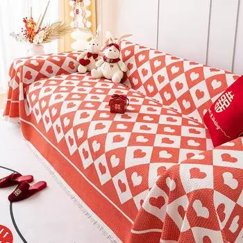 Красный диван-полотенце в китайском стиле, чехол для дивана «Любовь, счастливый брак», ткань, универсальный универсальный чехол для дивана, свадебное одеяло 90*90cm