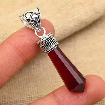 Красный гранат драгоценный камень 925 твердое серебро ручной работы антикварные ювелирные изделия подарок для матери кулон