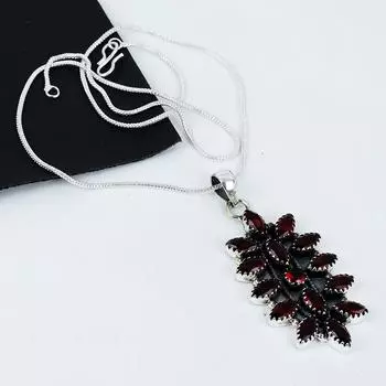 Красный гранат драгоценный камень ручной работы из стерлингового серебра 925 пробы гальванопластика цветок ожерелье, красный гранат серебро для жены унисекс кулон пасхальные подарки 20 красный