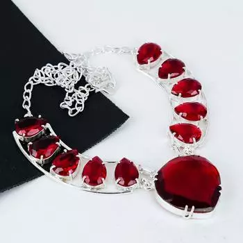 Красный гранат драгоценный камень ручной работы из стерлингового серебра 925 пробы гальванопластика ожерелье, красный гранат серебро для жены унисекс кулон ватин подарки 20 красный