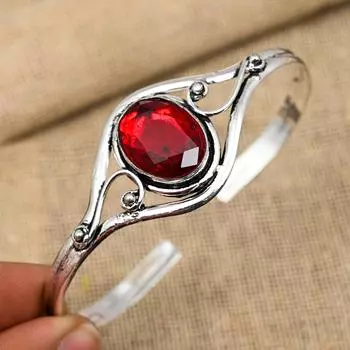 Красный гранат драгоценный камень ручной работы из стерлингового серебра 925 пробы для ювелирных изделий для женщин