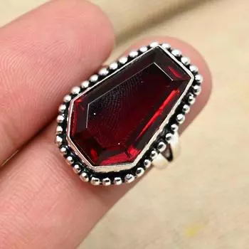 Красный гранат драгоценный камень ручной работы в форме гроба ювелирные изделия из драгоценного камня изысканное кольцо для подарков 4 красный